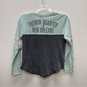 New Orleans French Quarter Green & Gray Long Sleeve Pullover T Shirt Jersey NEW